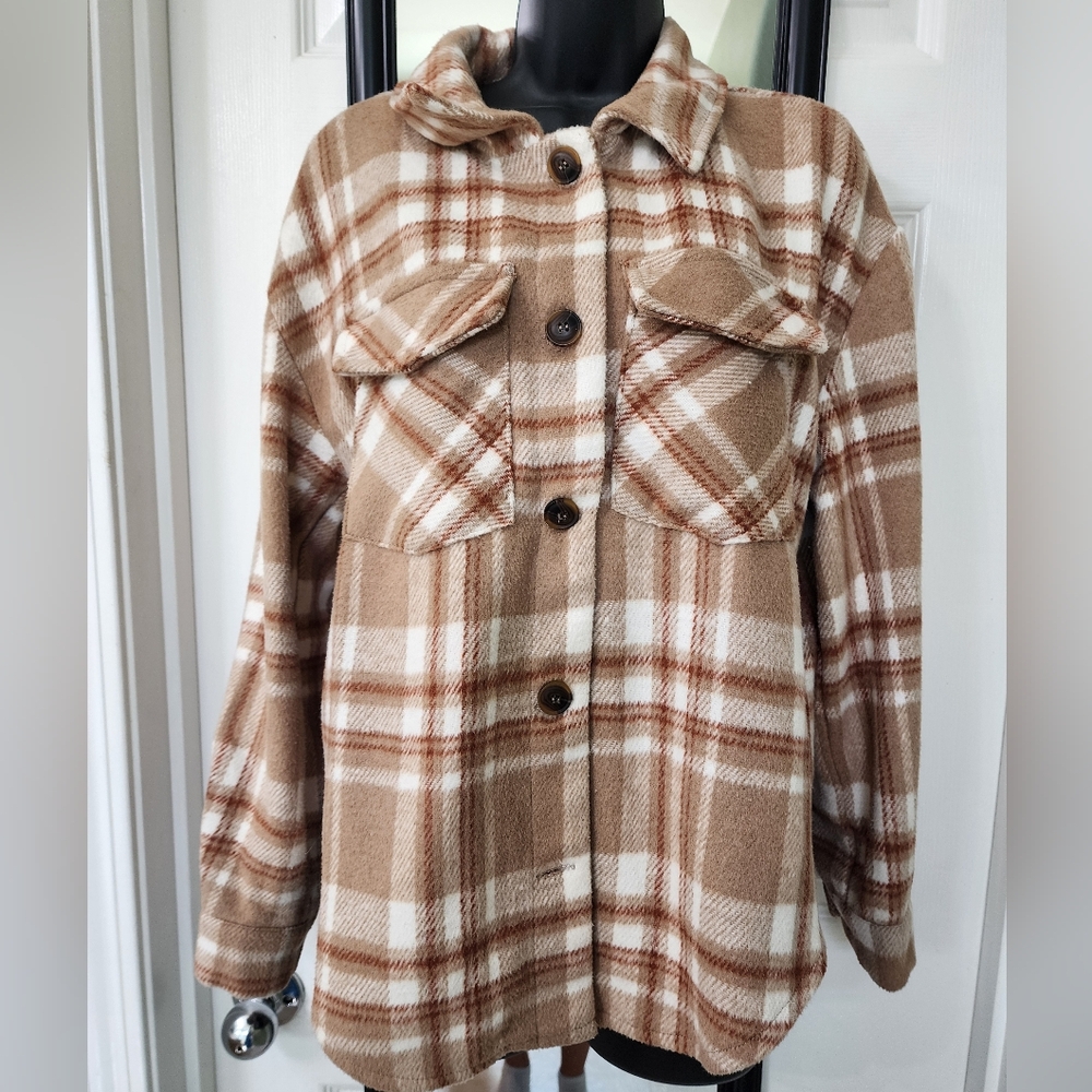 Plaid Tan Jacket Sz S